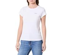 Pepe Jeans Camiseta W Basic Rib S/S para Mujer, Blanco (Blanco), S