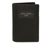 Pepe Jeans Checkbox Cartera Vertical con Monedero Negro 8,5x11,5x1 cms Piel