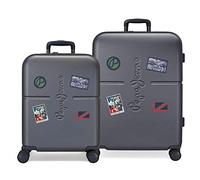 Pepe Jeans Chest Juego de maletas, Azul, Rígida, 4 Ruedas dobles