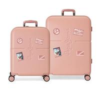 Pepe Jeans Chest Juego de maletas Rígida, rosa, 10 Ruedas dobles