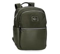 Pepe Jeans Christine Mochila para Portátil hasta 12 Pulgadas Verde 25x36x10 cms Poliéster con Detalles en Piel Sintética 9L by Joumma Bags