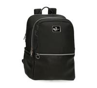 Pepe Jeans Christine Mochila para Portátil Portátil 15,6 Pulgadas Negro 29x40x11 cms Poliéster con Detalles en Piel Sintética 15,6L by Joumma Bags