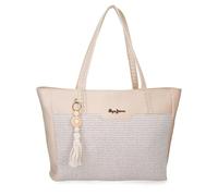 Pepe Jeans Clara Bolso Tote Portátil 15,6 Pulgadas Beige 36x30x12 cms Poliéster y PU by Joumma Bags