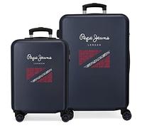 Pepe Jeans Clark Juego de maletas Azul 55/65 cms Rígida ABS Cierre de combinación lateral 56L 7,54 kgs 4 Ruedas equipaje mano