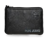 Pepe Jeans Cortland Monedero con Tarjetero Negro 11x7x1,5 cms Piel by Joumma Bags