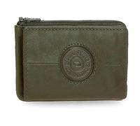 Pepe Jeans Cracker Monedero con Tarjetero Verde 11x7x1,5 cms Piel