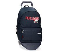 Pepe Jeans Dikran Mochila Escolar con Carro Azul 31x44x15 cms Poliéster 23,87L