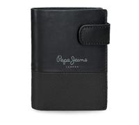 Pepe Jeans Dual Cartera Vertical con Cierre de Clic Negro 8,5x10,5x1 cms Piel by Joumma Bags