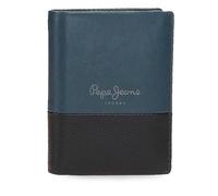 Pepe Jeans Dual Cartera Vertical con Monedero Azul 8,5x10,5x1 cms Piel