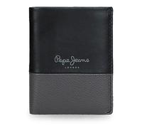 Pepe Jeans Dual Cartera Vertical con Monedero Negro 8,5x10,5x1 cms Piel
