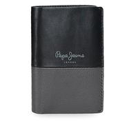 Pepe Jeans Dual Cartera Vertical con Monedero Negro 8,5x11,5x1 cms Piel