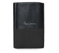 Pepe Jeans Dual Cartera Vertical con Monedero Negro 8,5x11,5x1 cms Piel by Joumma Bags