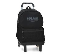 Pepe Jeans Edward Mochila Escolar con Carro Portátil 15,6 Pulgadas Negro 31x44x17,5 cm Poliéster 23,87L by Joumma Bags