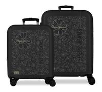 Pepe Jeans Eloise Juego de Maletas Negro 55/68 cm Rígida ABS Cierre de combinación Integrado 109L 6,08kg 4 Ruedas Dobles Extensible Equipaje de Mano by Joumma Bags