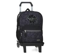 Pepe Jeans Eloise Mochila Escolar para Portátil Portátil 15,6 Pulgadas Negro 30x40x12 cm Poliéster 14,4L by Joumma Bags