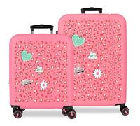 Pepe Jeans Evelyn Juego de Maletas Fucsia 55/68 cm Rígida ABS Cierre de combinación Integrado 109L 6,08kg 4 Ruedas Dobles Extensible Equipaje de Mano by Joumma Bags