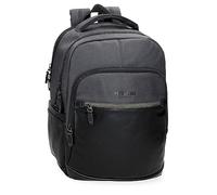 Pepe Jeans Grays Mochila para Portátil Doble Compartimento 15" Negro 30x42x14,5 cms Poliéster 18,27L