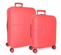 Pepe Jeans Highlight Juego de Maletas Rojo 55/70 cms Rígida ABS Cierre TSA Integrado 116L 7,54 kgs 4 Ruedas Dobles Equipaje Mano by Joumma Bags
