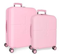 Pepe Jeans Highlight Juego de Maletas Rosa 55/70 cms Rígida ABS Cierre TSA Integrado 116L 7,54 kgs 4 Ruedas Dobles Equipaje Mano by Joumma Bags
