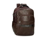Pepe Jeans Horley Mochila para Portátil Doble Compartimento Marrón 30x42x14,5 cms Poliéster 18,27L
