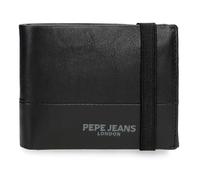 Pepe Jeans Ithaca Cartera con Cinta elástica Negro 11,5x8,5x1 cms Piel by Joumma Bags