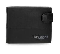 Pepe Jeans Ithaca Cartera Horizontal con Cierre de Clic Negro 11x8,5x1 cms Piel by Joumma Bags
