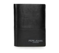 Pepe Jeans Ithaca Cartera Vertical con Monedero Negro 8,5x11,5x1 cms Piel by Joumma Bags
