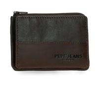 Pepe Jeans Ithaca Monedero con Tarjetero Marrón 11x7x1,5 cms Piel by Joumma Bags