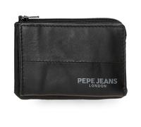 Pepe Jeans Ithaca Monedero con Tarjetero Negro 11x7x1,5 cms Piel by Joumma Bags