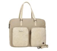 Pepe Jeans Jana Bolso para Portátil Portátil 15,6 Pulgadas Beige 40x30x5 cms Poliéster con Detalles en Piel Sintética by Joumma Bags