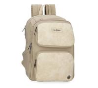 Pepe Jeans Jana Mochila para Portátil 13,3 Pulgadas Beige 25x37x10 cms Poliéster y PU 9,25L by Joumma Bags