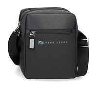Pepe Jeans Jarvis Bandolera Dos Compartimentos Negro 17x22x7 cms Poliéster con detalles en Piel Sintética
