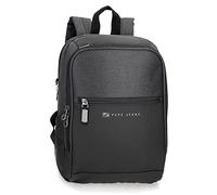 Pepe Jeans Jarvis Mochila para Portátil Adaptable hasta 12" Negro 25x36x10 cms Poliéster con detalles en Piel Sintética 9L