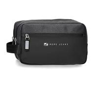 Pepe Jeans Jarvis Neceser Dos Compartimentos Adaptable Negro 26x16x12 cms Poliéster con detalles en Piel Sintética