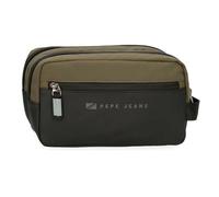 Pepe Jeans Jarvis Neceser Dos Compartimentos Verde 26x16x12 cms Piel Sintética y Poliéster L by Joumma Bags