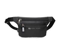 Pepe Jeans Jarvis Riñonera Plana Negro 25x15x2,5 cms Poliéster con detalles en Piel Sintética