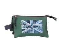 Pepe Jeans Estuche triple Jebb Verde 22x12x5 cm Poliéster 1,32 L