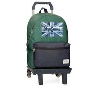 Pepe Jeans Jebb Mochila con Carro Portátil 15,6 Pulgadas Verde 31x44x15 cms Poliéster 23,87L by Joumma Bags