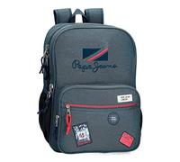 Pepe Jeans Kay Mochila Escolar Doble Compartimento Adaptable a Carro Azul 30x40x13 cms Poliéster 15,6L