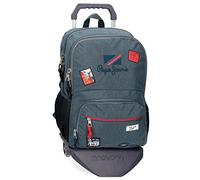 Pepe Jeans Kay Mochila Escolar Doble Compartimento con Carro 15,6" Azul 32x45x15 cms Poliéster 25,81L