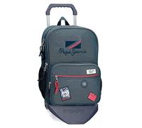Pepe Jeans Kay Mochila Escolar Doble Compartimento con Carro Azul 30x40x12 cms Poliéster 15,6L