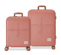 Pepe Jeans Laila Juego de maletas Rígida, Rojo, 4 Ruedas dobles