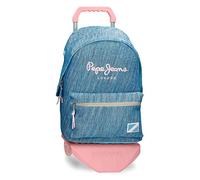 Pepe Jeans Lena Mochila Escolar con Carro Azul 31x42x17,5 cms Poliéster