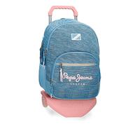Pepe Jeans Lena Mochila Escolar Doble Compartimento con Carro Azul 32x44x22 cms Poliéster
