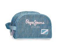 Pepe Jeans Lena Neceser Dos Compartimentos Adaptable Azul 26x16x12 cms Poliéster