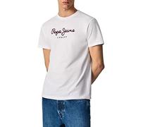 Pepe Jeans London Eggo N Camiseta de hombre de ajuste regular, 100% algodón, cuello redondo, manga corta con logo en el pecho, blanco