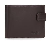Pepe Jeans Luton Cartera Horizontal con Cierre de Clic Marrón 11x8,5x1 cms Piel by Joumma Bags