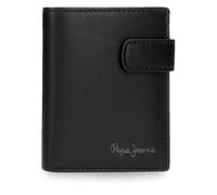 Pepe Jeans Luton Cartera Vertical con Cierre de Clic Negro 8,5x10,5x1 cms Piel by Joumma Bags