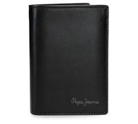 Pepe Jeans Luton Cartera Vertical con Monedero Negro 8,5x11,5x1 cms Piel by Joumma Bags