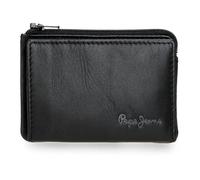 Pepe Jeans Luton Monedero con Tarjetero Negro 11x7x1,5 cms Piel by Joumma Bags